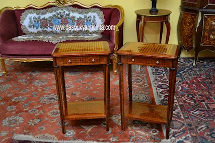 Coppia di tavolini-comodini da centro stile Luigi XVI