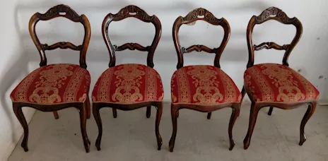 Sedie stile Luigi XVI in legno noce 4 pz imbottite