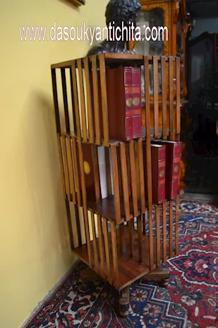 Libreria girevole a tre ripiani stile inglese - Anteprima 3