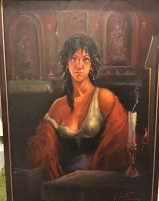 Quadr Angelo Batti - Ragazza Spagnola, garanzia raffig.
