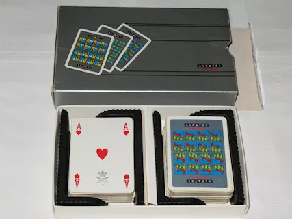 Scatola 2 mazzi carte Dal Negro pubblicità Alcatel