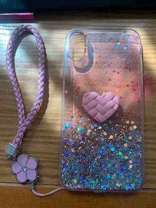 COVER IPHONE XR CON BRILLANTINI E CUORE NUOVA