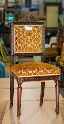 Sedia Stile Classico in Legno e Tessuto Decorato - 24308, color noce - Anteprima 1