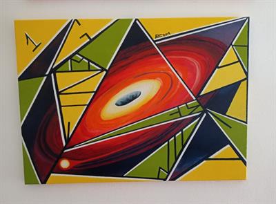 Quadro astratto geometrico moderno dipinto a mano - Anteprima 1