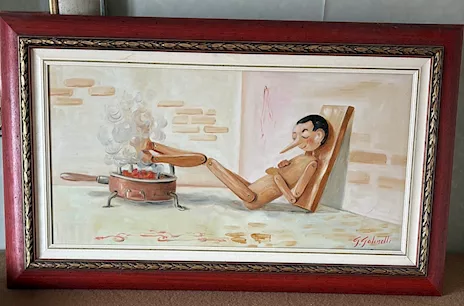 Quadro di G. Golinelli - Pinocchio al fuoco