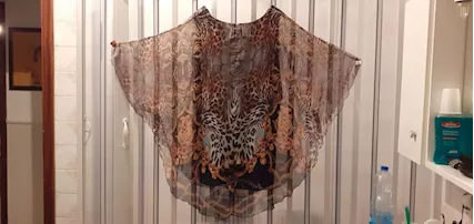 Vestito Caftano leggero velato motivi esotici Animalier
