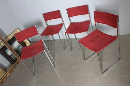Quattro sedie cromante Willy Rizzo anni 70 .Design . Moderna - Foto 4