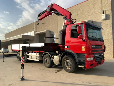 DAF CF 85.510 8x2 cassone e gru Fassi F415 6 sfili
