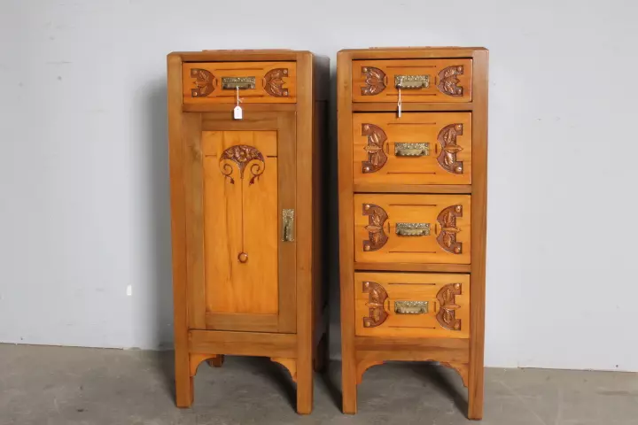 Antica Coppia di comodini credenzini Liberty 1930 - Foto 7