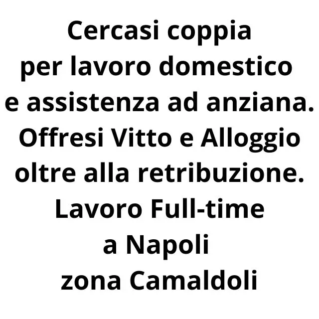 Coppia Servienti per lavoro domestico e assistenza anziana