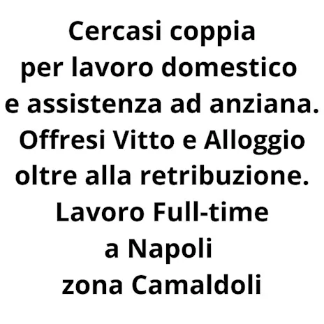 Coppia Servienti per lavoro domestico e assistenza anziana