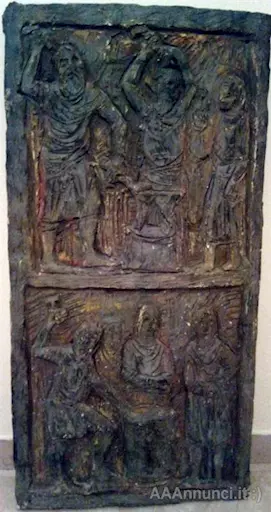 Pannello in gesso verde anni 60.