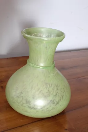 Vaso verde vetro Murano con riflessi a lustro. Anni 1950 - Foto 4