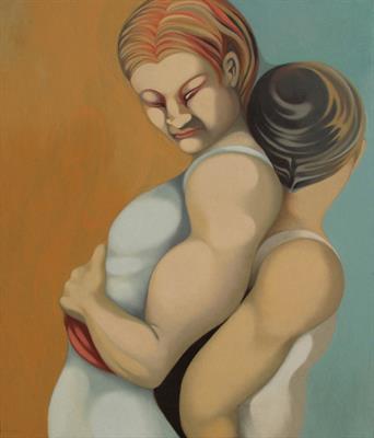 Due figure, 50 x 60 cm, 2012. Olio su tela.