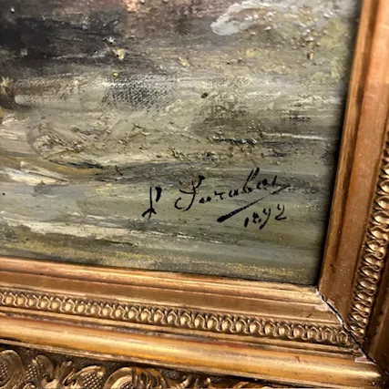 Antica coppia di dipinti olio su tela fiori epoca 1892 - Foto 2