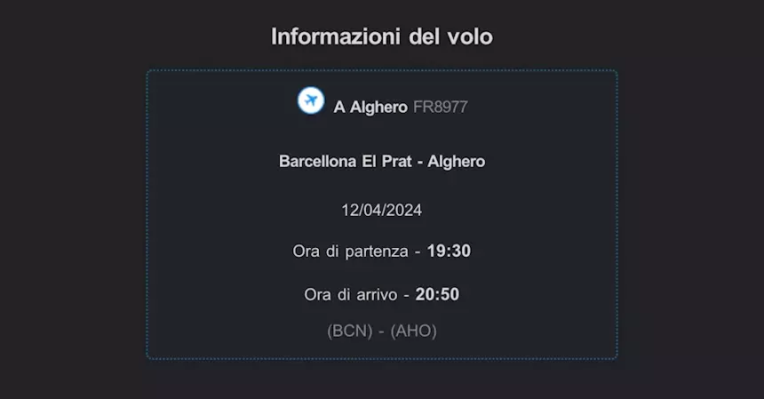 Barcellona El Prat - Alghero
