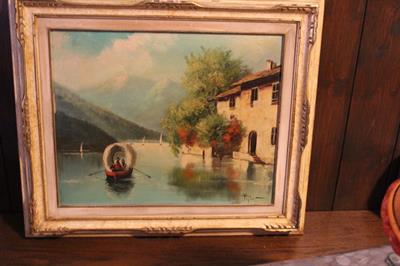 Antico dipinto ad olio con cornice legno