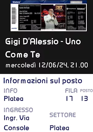 Biglietti gigi d'Alessio