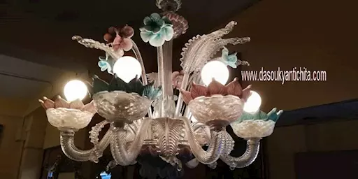 Lampadario di murano a sei luci stile Ca’Rezzonico