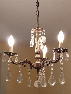 LAMPADARIO CHANDELIER OTTONE BRUNITO 3 LUCI, ottimo stato - Anteprima 1
