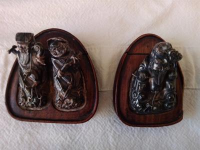 Coppia di rari segnaposto orientali, in legno - Anteprima 6