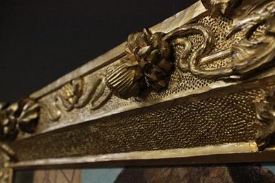 Quadro olio su tela di dame con cornice coeva legno scolpito - Foto 5
