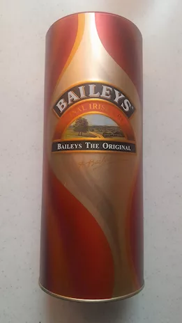 Scatola latta Baileys misure 26 x 10,8 cm finitura opaca