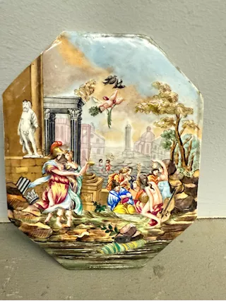 Antica placca in porcellana Capodimonte, Napoli XIX sec.