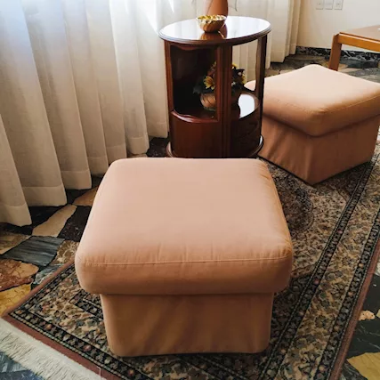 2 Pouf poggiapiedi cuscino sfoderabile imbottito, colore marrone - Foto 4