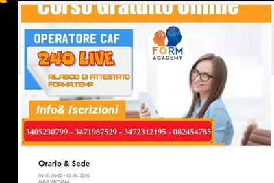 Corso Gratuito Operatore CAF Aula Virtuale Online