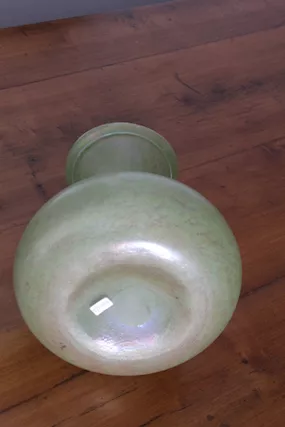 Vaso verde vetro Murano con riflessi a lustro. Anni 1950 - Foto 5