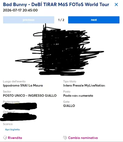 Cedo due biglietti Bad Bunny