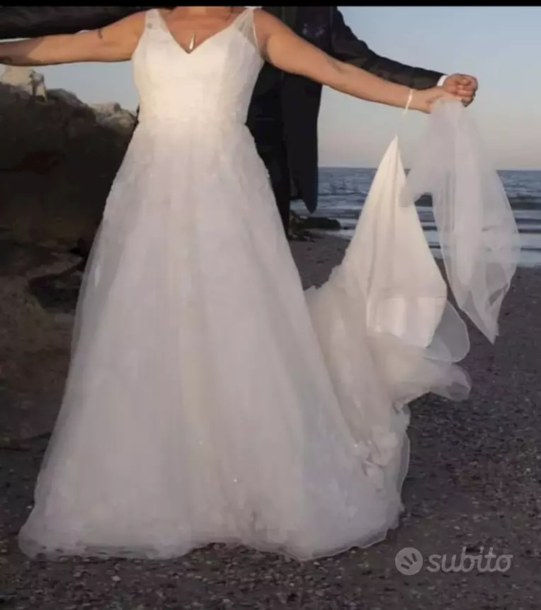 Abito da sposa bellissimo, colore bianco, taglia m