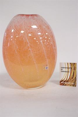 Vaso ovale in vetro di Murano arancione firmato Costantini - Foto 2