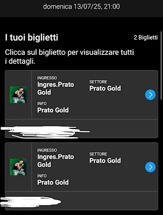 Biglietti Prato Gold concerto Ultimo Roma 13 Luglio 2025