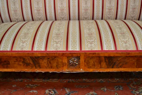 Antico divano stile Biedermeier in radica di betulla, ottimo stato - Foto 4
