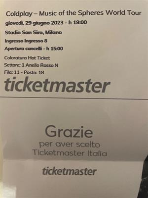 Biglietto Coldplay-Coloratura hot ticket-29/06/23