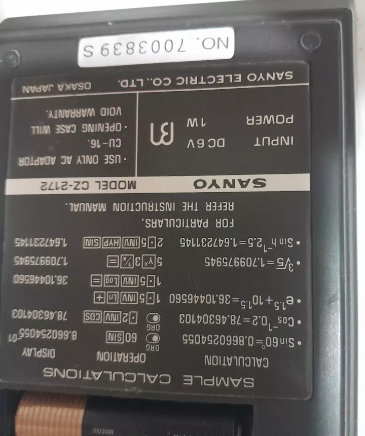 Foto 2Calcolatrice scientifica vintage Sanyo Scientific 102 (model, modello CZ