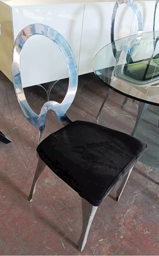 Sedia Design in Acciaio e Velluto Nero - 24218