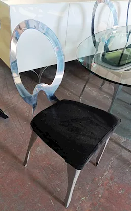 Sedia Design in Acciaio e Velluto Nero - 24218