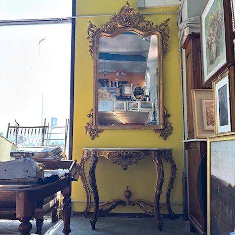Antica monumentale console + specchio Luigi Filippo 1840