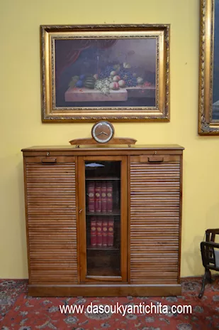 Schedario stile inglese a doppia serranda e vetrina