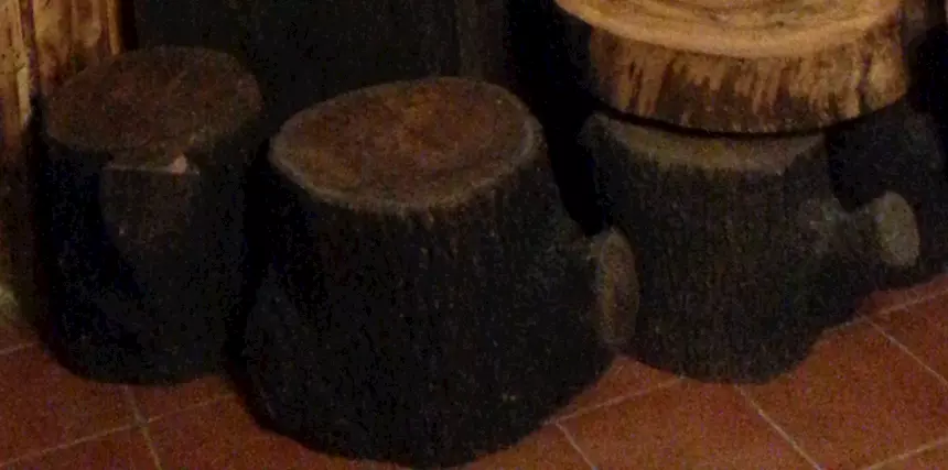 Foto 2Sedili e panche fatti con tronchi di abeti secolari