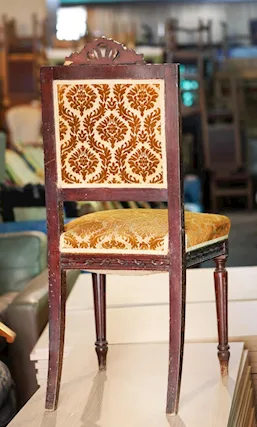 Sedia Stile Classico in Legno e Tessuto Decorato - 24308, color noce - Foto 2