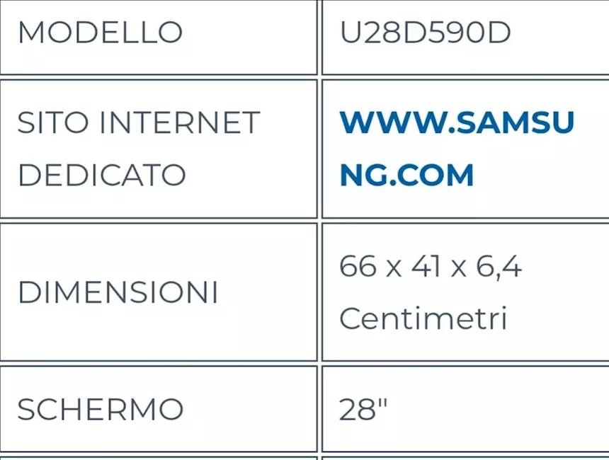 Monitor Samsung 28 pollici 4K