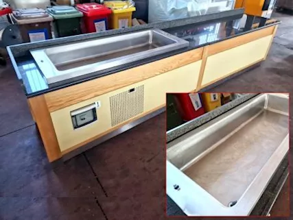 Arredo ristorante self-service completo usato, in legno massello - Foto 6
