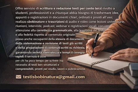 Trascrittore | Sbobine | Copywriter | Scrittore