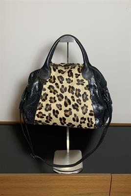 Borsa pelle e cavallino animalier