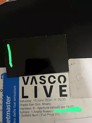Biglietto tribuna VASCO sabato 15 giugno