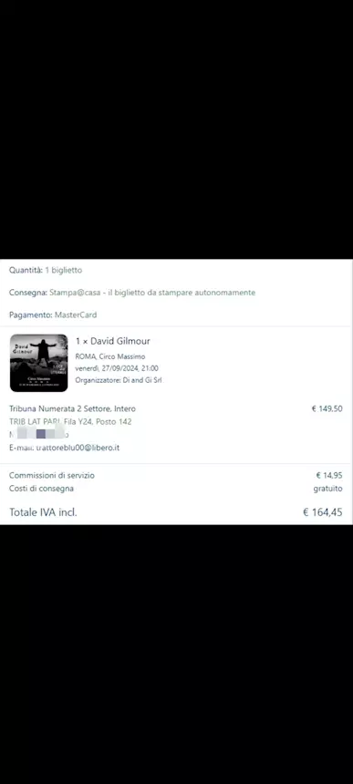 Biglietto-David Gilmour-Venerdì 27/09/24-Roma Circo Massimo